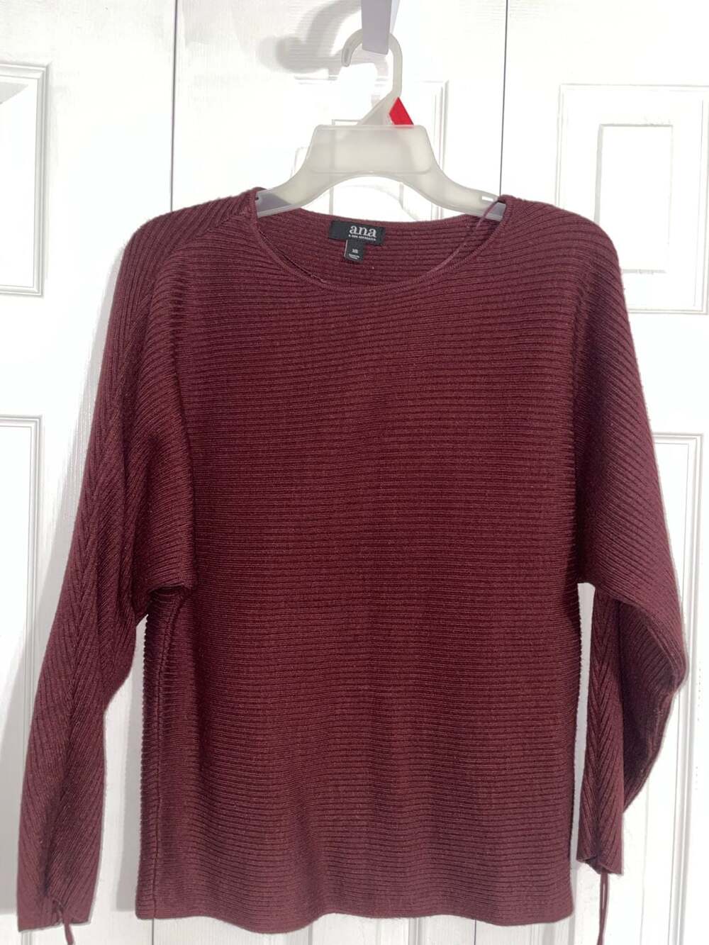 a.n.a Burgundy Ribbed Dolman Sleeve Knit Sweater